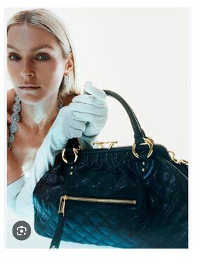 Marc Jacobs Rare Vintage Reptile Embossed Leather Bag Black Chain Strap Satchel